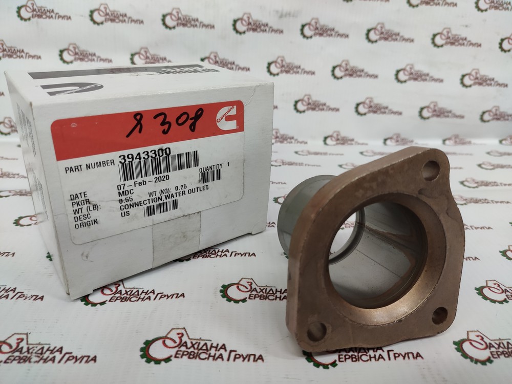 Флянець вихідного патрубка охолоджуючої рідини Cummins QSB, ISB, ISD, 3943300