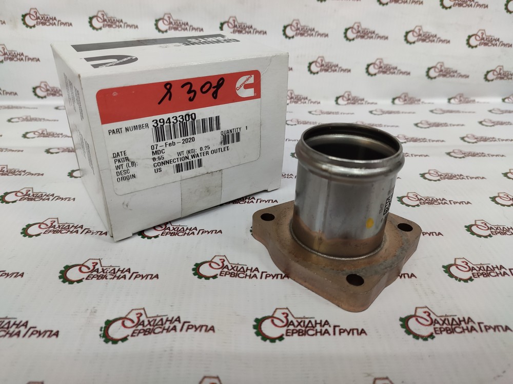 Флянець вихідного патрубка охолоджуючої рідини Cummins QSB, ISB, ISD, 3943300